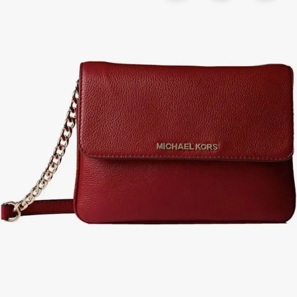 Michael Kors Cherry Bedford Pebbled‎ Leather Crossbody Bag Purse NWOT